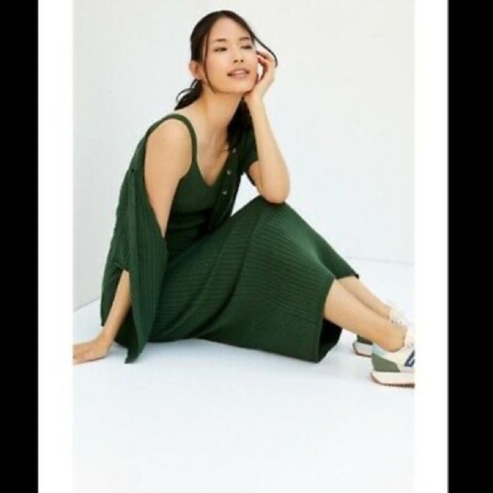 Anthropologie Daily Practice 3-piece sweater set green